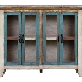 Antique - Console With 4 Glass Doors - Multicolor