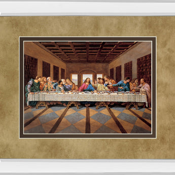 Last Supper - Mirror Framed Print Wall Art - Light Brown