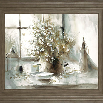 Daisy Still Life By George Bjorkland - Framed Print Wall Art - Gray