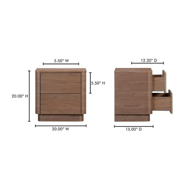 Round Off - Tall Nightstand - Walnut