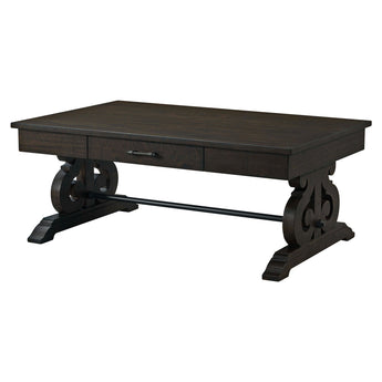 Stone - Coffee Table With PU Base - Dark Walnut