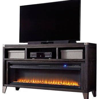 Todoe - 2 Pc. - 65" TV Stand With Wide Fireplace Insert - Gray