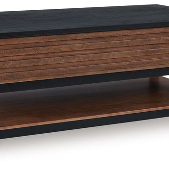 Kallari - Mesa de cóctel elevable - Marrón cálido/Negro