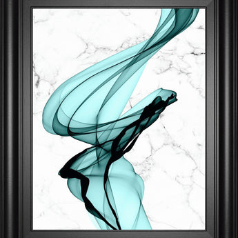 Teal Ribbons I Framed Print By Irena Orlov - Light Blue