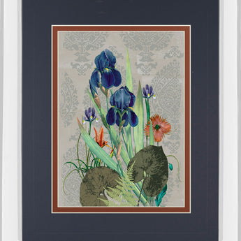 Summer Flowers I By Ken Hurd - Mirror Framed Print Wall Art - Blue