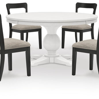 Greddinton - Round Dining Table Set - Black Chairs