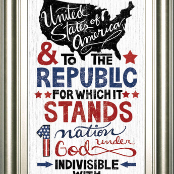 Pledge Of Allegiance By Susan Ball - Framed Print Wall Art - Blue