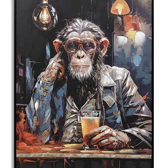Pensive Primate Toast - 28" x 40" Framed Wall Art - Dark Brown