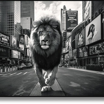Glossy Painted Framed Canvas - King Of The City - Dark Gray