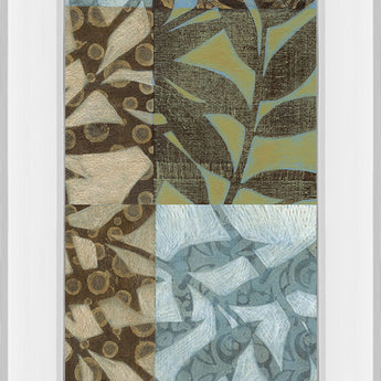 Leaves I - Mirror Framed Print Wall Art - Blue