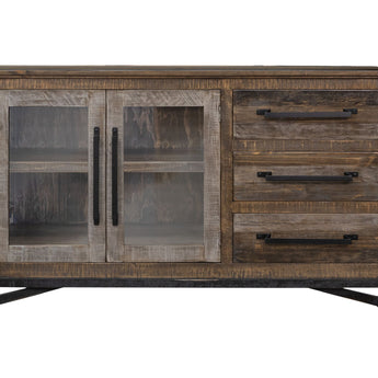 Loft 60” Buffet With 3 Drawer / 2 Doors Two Tone Gray / Brown - Buffets at Quality Home Furniture Mesquite