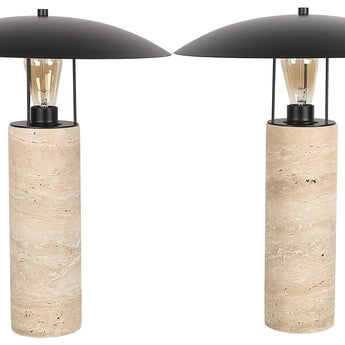 Mesa Canopy - 20 X 16 - Travertine Accent Lamp (Set of 2) - Travertine