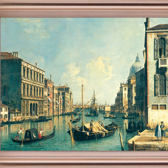 Canal Serenity Scene - 28" x 34" Framed Wall Art - Light Blue