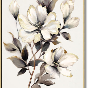 Ivory Bloom Serenade - 35" x 47" Framed Wall Art - Beige
