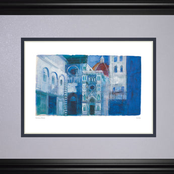 The Duomo, Florence By Ann Oram - Framed Print Wall Art - Blue