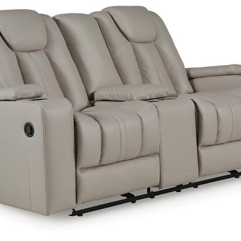 Elevate Edges - Glide Reclining Loveseat With Console - Coin