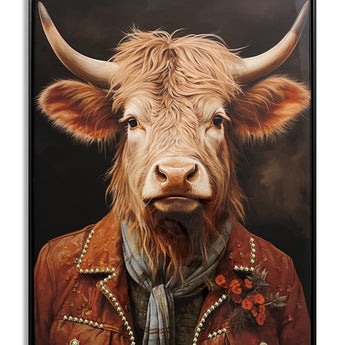 Rustic Dapper Highland - 21" x 29" Framed Wall Art - Dark Brown