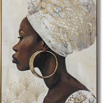 Regal Gilded Profile - 33" x 48" Framed Wall Art - Gray