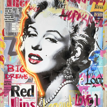Neon Glamour Muse - 25" x 33" Framed Wall Art - Red