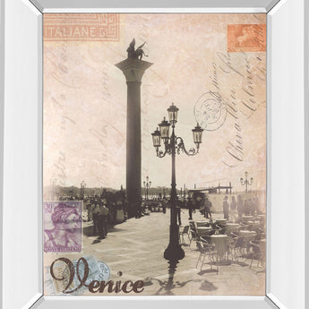 Venice Travelogue By Ben James - Mirror Framed Print Wall Art - Beige