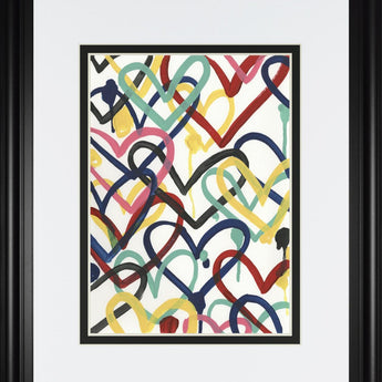34x40 Heart Scribbles II By June Erica Vess - Red