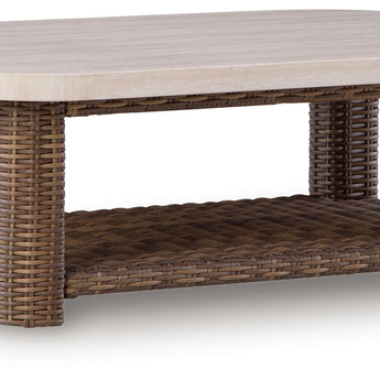 Dolan Creek - Mesa de cóctel rectangular - Beige/Marrón