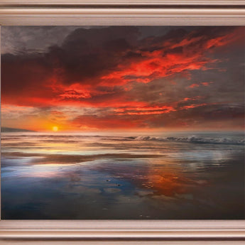 Fiery Dusk Reflection - 28" x 34" Framed Wall Art - Orange