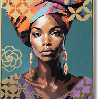 Golden Essence - 48" x 33" Framed Wall Art - Light Blue