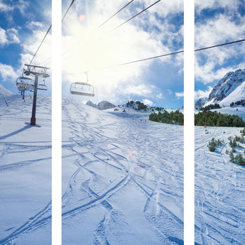"Alpine Serenity" Tempered Glass Triptych - Blue / White