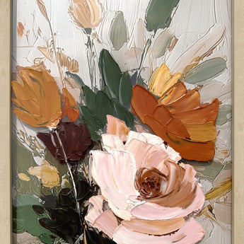 Amber Petal Rhapsody I - 24 X 32 - Hand-Embellished Plexiglass In Frame - Pink