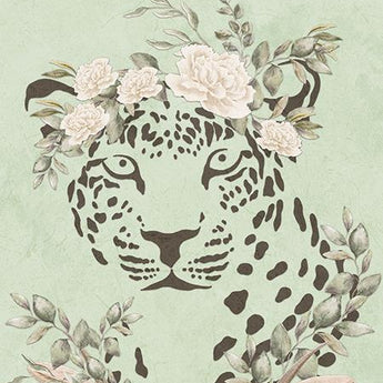 Safari Leopard Dreaming By Yass Naffas Designs (Framed) - Green