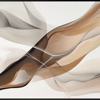 "Ethereal Waves" Hand-Embellished Canvas In Frame - Neutral / Beige / Brown