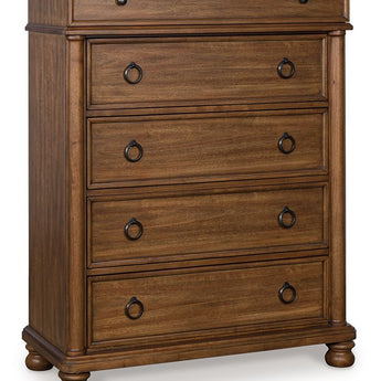 Rowlenstown - Five Drawer Chest - Brown