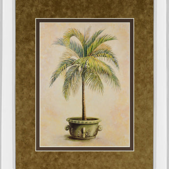 Potted Palm Il - Mirror Framed Print Wall Art - Light Brown