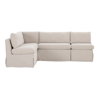 Fable - Banqueta de comedor seccional en forma de L con funda y sillón - Beige