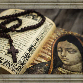 Sacred Serenity - 28" x 34" Framed Wall Art - Dark Brown