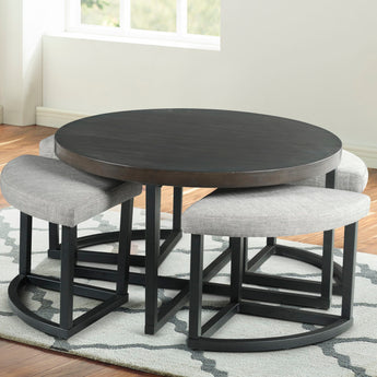 Yukon - Coffee Table With Stools - Brown