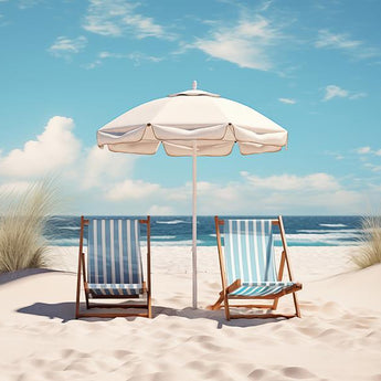 A Day In The Sand (Framed) - Blue