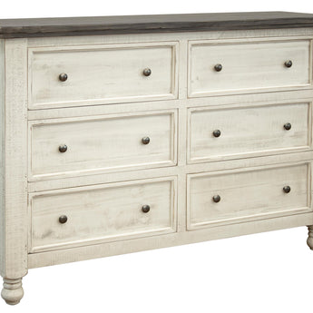 Stone Dresser With 6 Drawers Antiqued Ivory / Weathered Gray - Dressers at Quality Home Furniture Mesquite