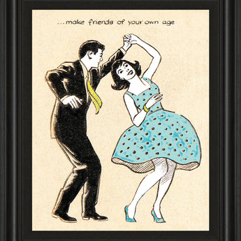 Make Friends Of Your Own Age By Roy Newby - Framed Print Wall Art - Beige