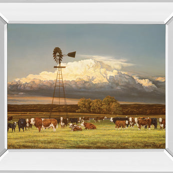 Summer Pastures By Bonnie Mohr - Mirror Framed Print Wall Art - Light Brown