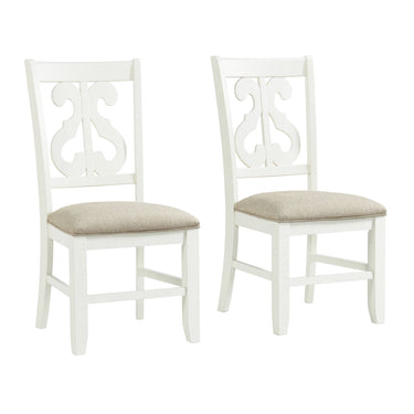 Stone - Silla lateral con respaldo de madera en forma de remolino (juego de 2)