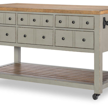 Vintage Market - Kitchen Island 6 Drawer With Casters