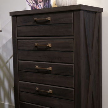 Vonitta Bay - Five Drawer Chest - Dark Brown