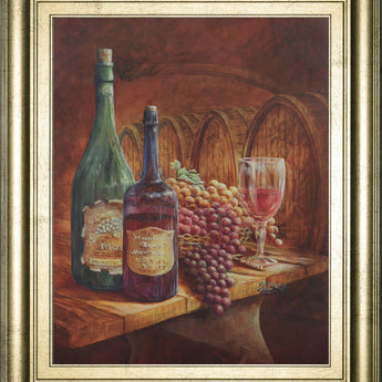 Vintage Wine IV - Framed Print Wall Art - Dark Brown