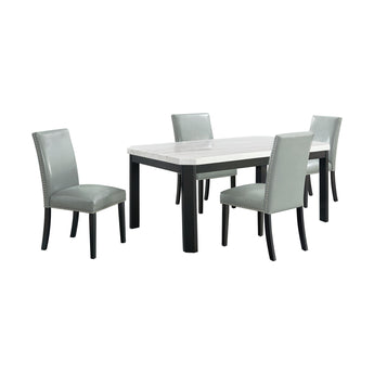 Francesca - Juego de comedor rectangular de 5 piezas (mesa y cuatro sillas) - Gris