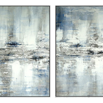 Hand Painted Textured Canvas Foil In Frame (Set of 2) - Gray