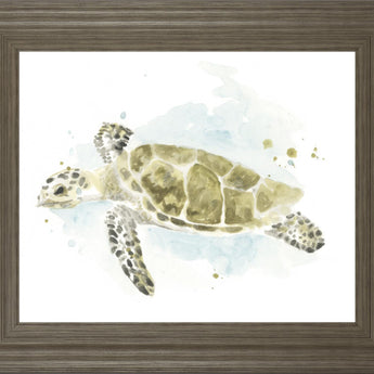 22x26 Watercolor Sea Turtle Study II By June Erica Vess - Beige