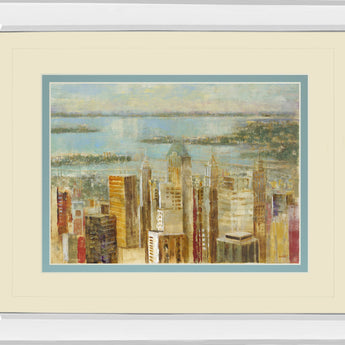Cityscape By Longo - Mirror Framed Print Wall Art - Beige