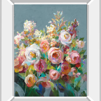 Joy Of The Garden II By Danhui Nai - Mirror Framed Print Wall Art - Blue